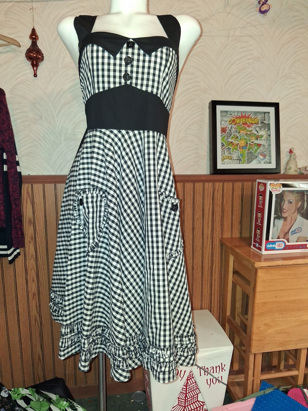 Hell Bunny Black & White Gingham Swing Dress - Picture 2 of 3